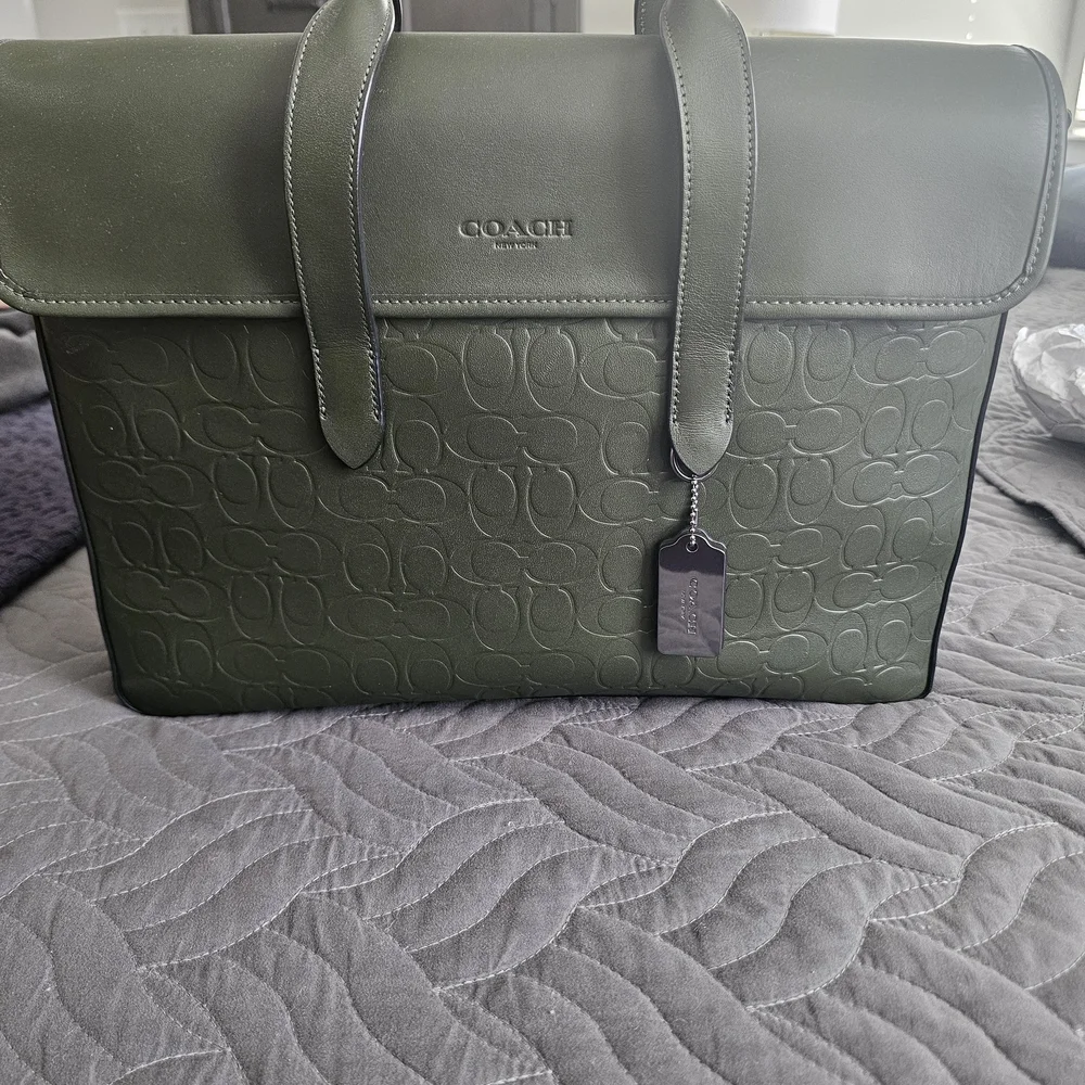 Coach Green Leather Men's Bag